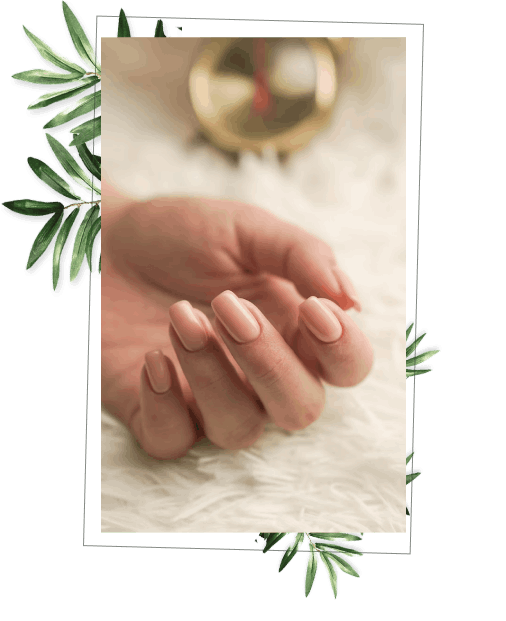 a hand with polish on the nails